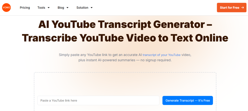 AI YouTube Transcript Generator - YouTube Video online in Text umwandeln