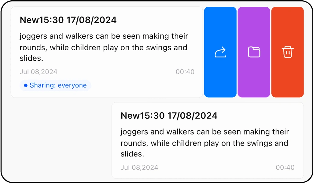 Share Notes and Transcripts with one click