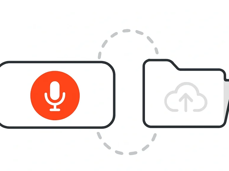 cliquez pour commencer l'enregistrement ou téléchargez un fichier audio existant.