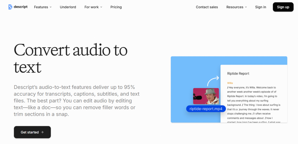 Descript est une plateforme d'édition audio et vidéo tout-en-un
