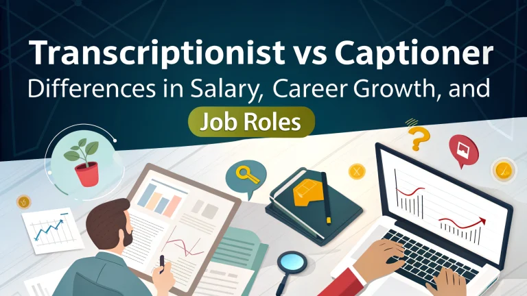 transcriptionist vs captioner differences in salary, career growth, and job roles