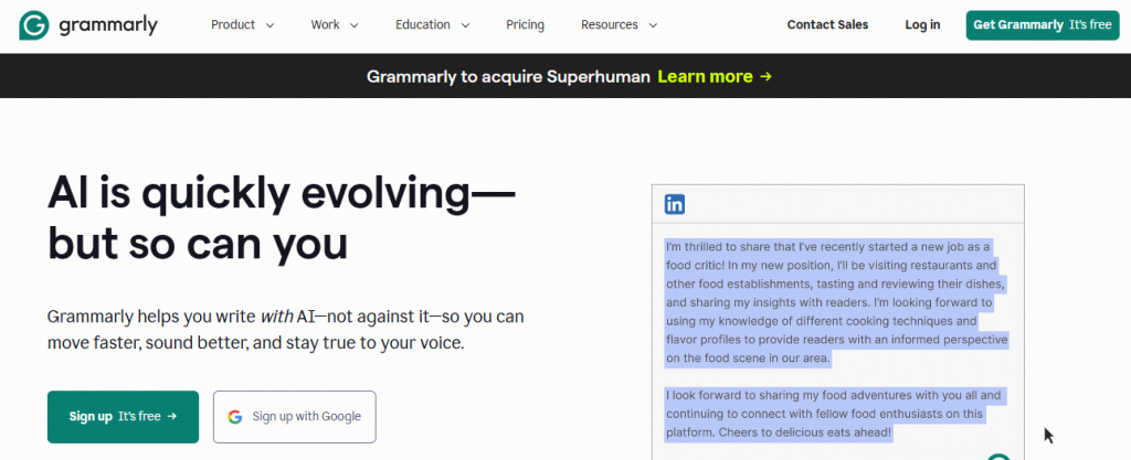 Grammarly 是一款由人工智能驱动的语法检查工具