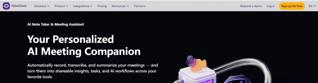 MeetGeek : Assistant de réunion IA puissant