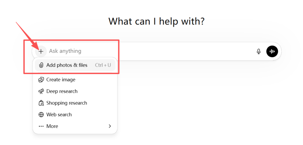 chatgpt upload video button