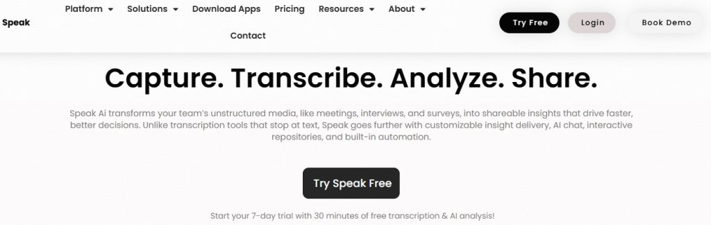 Speak AI: transcripción para empresas
