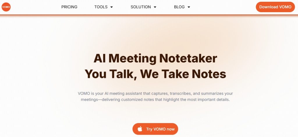 vomo ai meeting notetaker audio to text