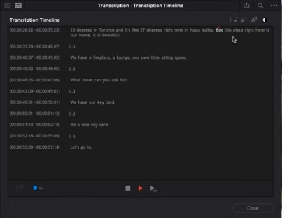 dv trasncribe نص سيظهر شريط تقدم أثناء معالجة Resolve للملف