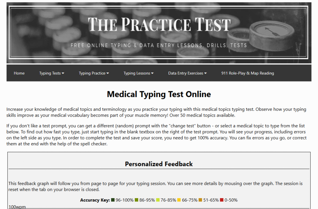 ThePracticeTest Medical Typing Test