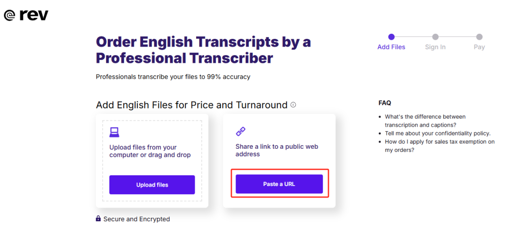 Transcribe via Facebook URL Using Rev