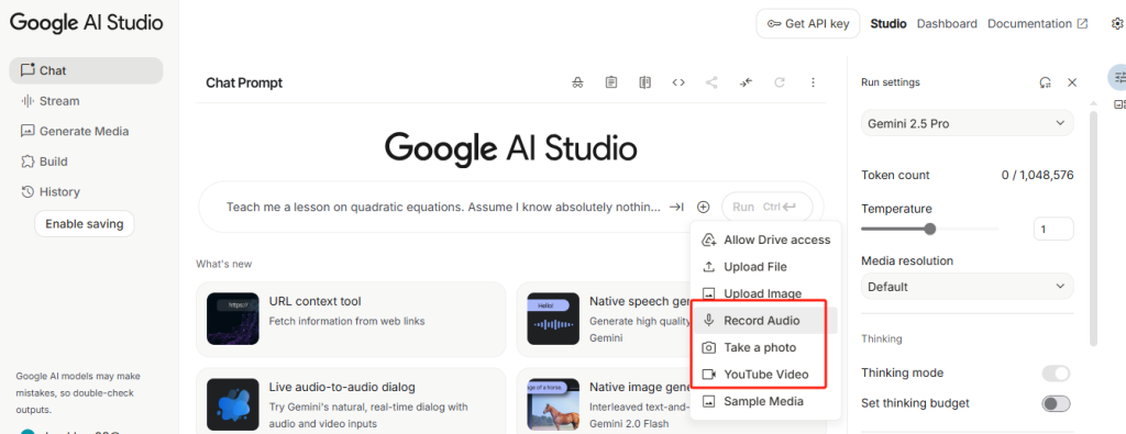 Transskription ved hjælp af Gemini sker gennem Google AI Studio
