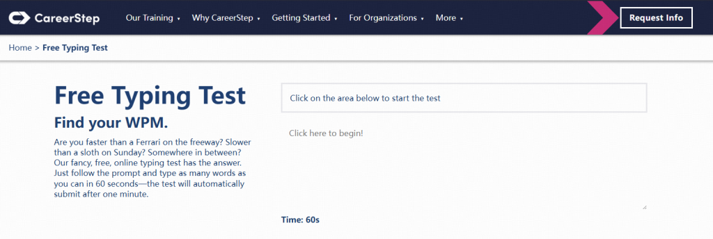 CareerStep Free Typing Test