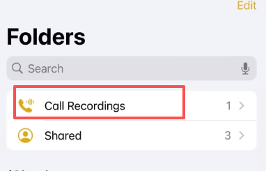 Your call recordings are stored in a new folder called **Call Recording**.

