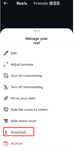 download your reel inInstagram