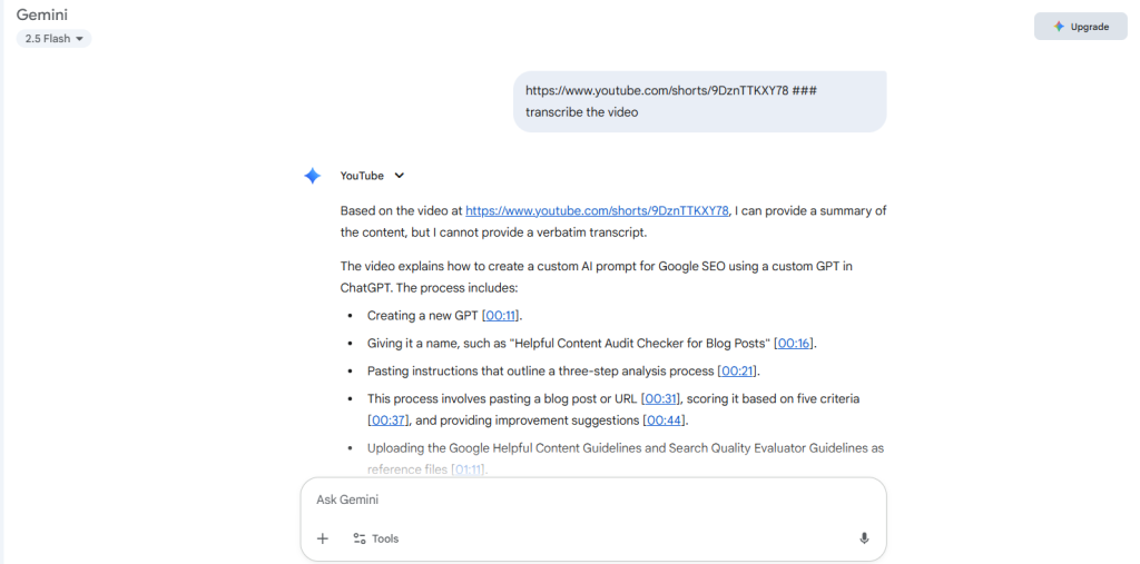 My Test Results of Gemini’s Ability to Transcribe YouTube Videos