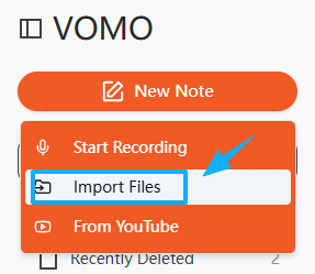 Transcribing a video with VOMO