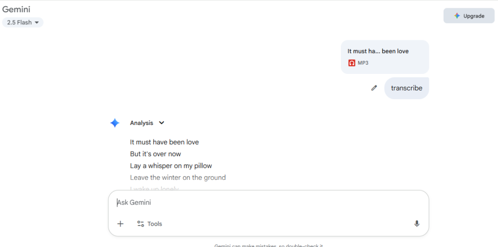 Gemini 2.5 Flash peut transcrire directement un fichier audio