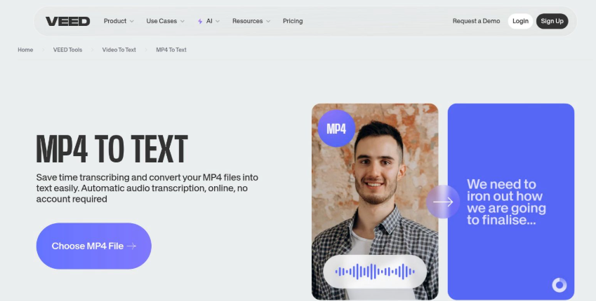 VEED.IO positions itself as more than just an MP4 to text converter