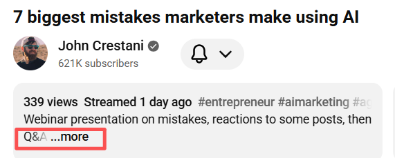 Click the “More”  below the video title.