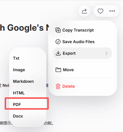 Export the Transcript as a PDF File