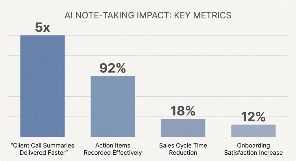 Impacto de la toma de notas mediante IA en métricas empresariales clave