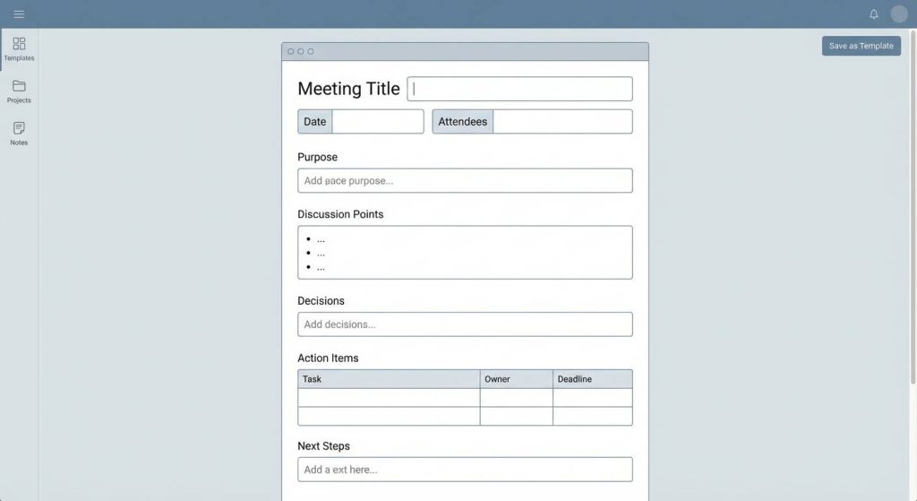 sjabloon notities vergadering (kopiëren en gebruiken)