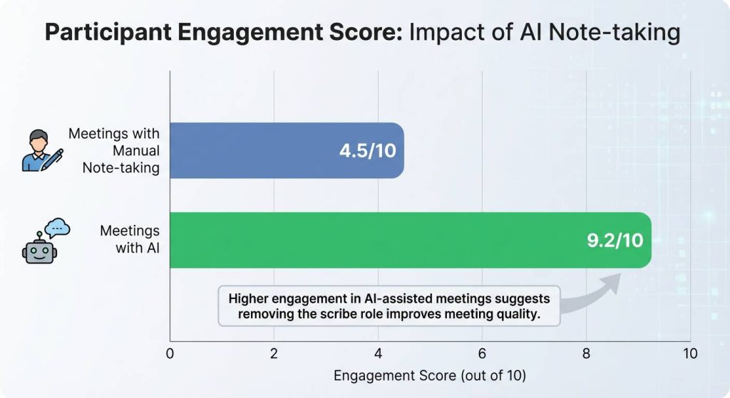 participant engagement score lmpact of al note taking