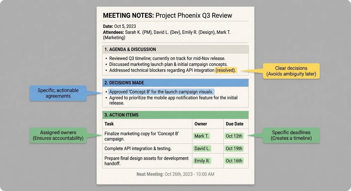 How to Format Meeting Notes (Best Structures & Examples)