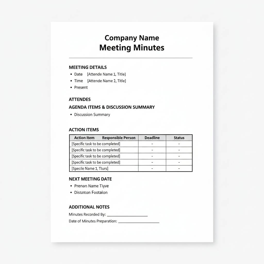 formal meeting minutes template
