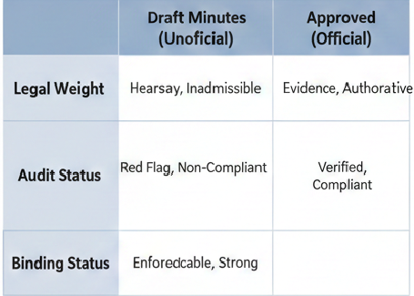 Legal Status of Unapproved Meeting Minutes