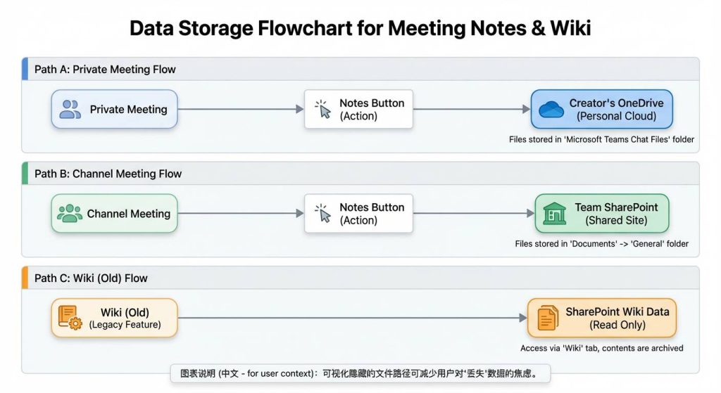 data storage flowchart for meeting notes & wiki
